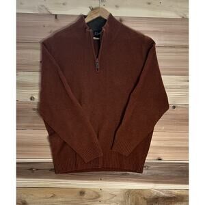 Jos A Bank 1/4 Zip Lambswool Sweater Mens L Brown